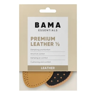 Afbeelding van Bama 1/2 Premium leren inlegzolen, inlegzolen voor halve schoenen, schokabsorberende inzetstukken met actieve kool, 1 paar, 36/37 46/47 EUR, Beige