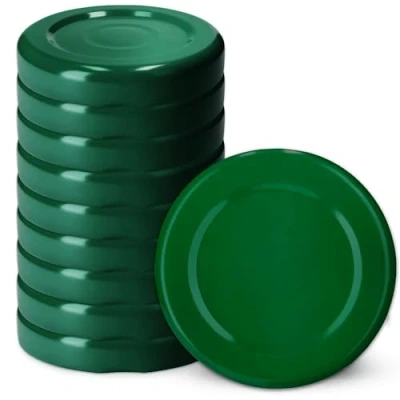 Afbeelding van KADAX 10 stuks schroefdeksels Fi43 mm metaal voor glazen van 40 ml, reservedeksel met 4 vastkliktanden, deksel inmaakpotten, flessen en groen