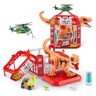 Afbeelding van ROBO ALIVE Dino Escape, Series 1, Dinosaur en Helicopter Playset, T Rex