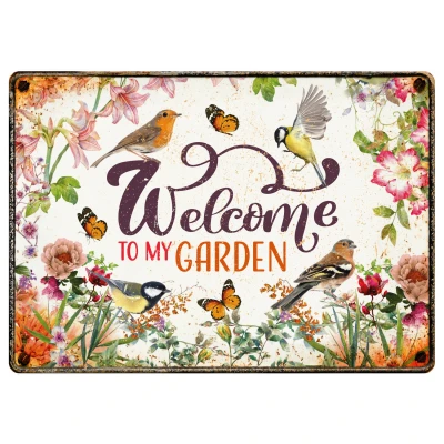 Afbeelding van Plenty Gifts Bord Blik Welcome To My Garden Cadeau 21x14.8 cm