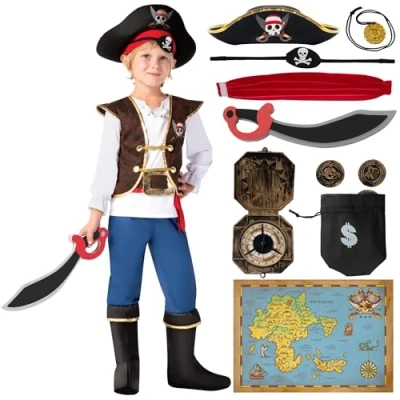 Afbeelding van Spooktacular Creations Piratenkostuum voor jongens, luxe kostuumset kinderen (Large)