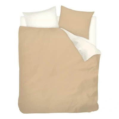 Afbeelding van Snoozing Two Tone Flanel Dekbedovertrek Tweepersoons 200x200/220 cm + 2 kussenslopen 60x70 Camel/Ivoor