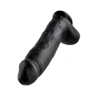 Afbeelding van Zwarte dildo met ballen 30 cm