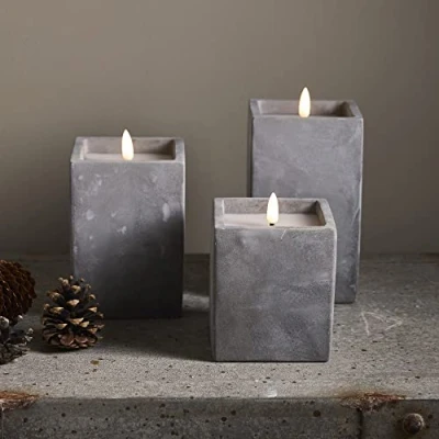 Afbeelding van Star Trading LED kaarsen met timerfunctie kaars timer flikkerende vlam Witte kaarsendecoratie Set van 3 decoratieve Wit Elektrische batterij en