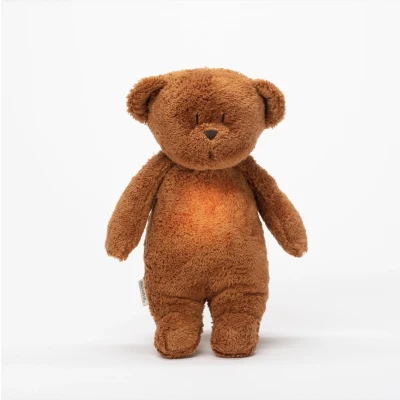 Afbeelding van Moonie knuffelbeer met nachtlamp en geluid caramel natur 28 cm