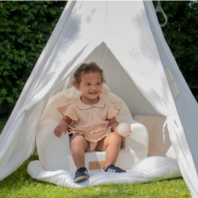 Afbeelding van Kinderfauteuil Wit Ribstof