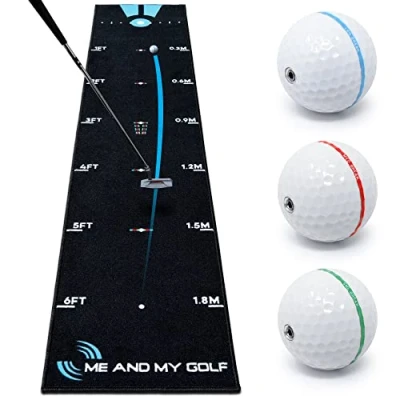 Afbeelding van Me And My Golf accessoires Putting mat Speciaal voor thuis oefenen Verbeter je putt Handig op te rollen 230 x 50 cm Inclusief Breaking Balls