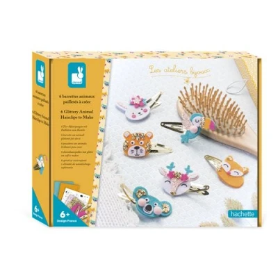 Image de Création perle et bijou Janod 6 Barettes animaux pailletés à créer