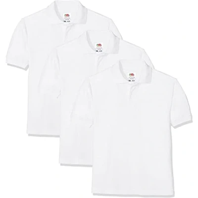 Afbeelding van FRUIT OF THE LOOM Uniseks baby poloshirt met korte mouwen, wit, 5 6 jaar UK, jaar, Wit.
