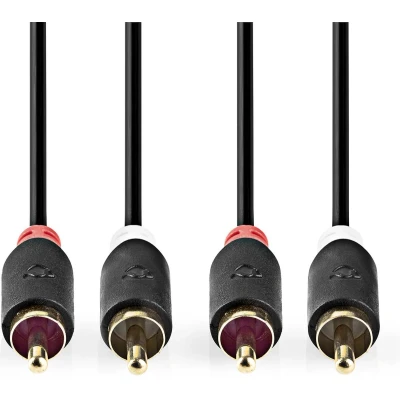 Afbeelding van Tulp kabel Nedis 5 meter (Stereo, Verguld)
