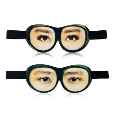 Afbeelding van VIKSAUN Set van 2 slaapmaskers met ogen, grappig slaapmasker, zijden oogmasker, oogschaduw, slaapbril, comfortabel lichtblokkerend voor yogareizen, blokkeert licht (pak 2)