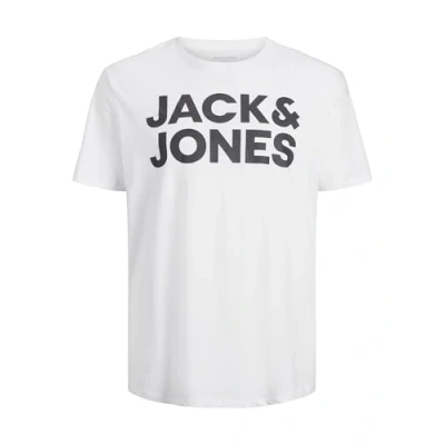 Image de Jack &amp; Jones Lot de 2 t shirts taille extra col rond logo imprimé oversize, blanc, XXL