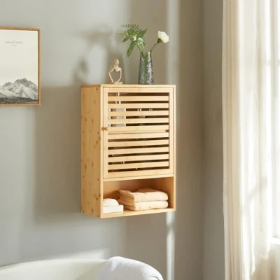 Afbeelding van Badkamerkast Gjesdal 60x40x20 cm bamboe naturel [en.casa]