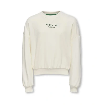 Afbeelding van ONLY KOGSALLY LIFE L/S OVZ O NECK SWT Meisjes Trui Antique White Daytona/Medium Green