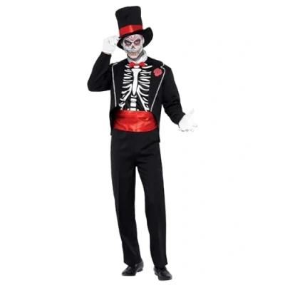 Afbeelding van &quot;Halloweenvermomming als gentlemanskelet voor volwassenen Verkleedkleding Medium&quot;