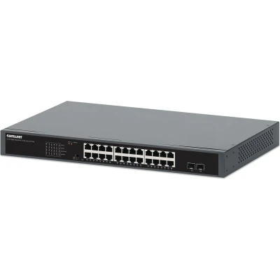 Afbeelding van Intellinet 24 Port Gigabit PoE+ switch mit 2 SFP Ports 370 W Powered Device Monitor 19 netwerk 10 / 100 1000 MBit/s IEEE 802.3af (15.4 W),