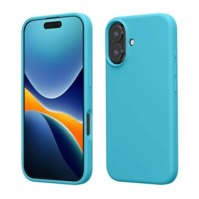 Afbeelding van kwmobile telefoonhoesje geschikt voor Apple iPhone 16 Hoesje met siliconen coating Smartphone case in ijsblauw