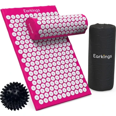 Afbeelding van Spijkermat Acupressuur Mat Shakti met Massagebal en Draagtas Massagemat 68x42x2 cm Earkings Roze
