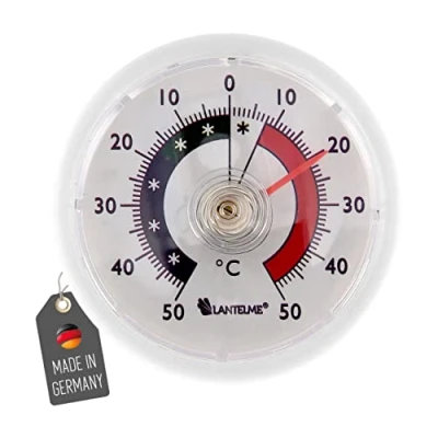 Afbeelding van Lantelme Analoge bimetalen thermometer voor koelkast, vriezer, wijnkelder, minibar, om op te plakken, 50 graden / +50 graden, rond, kleur wit