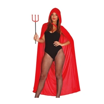 Afbeelding van Fiestas Guirca Cape Met Capuchon Dames 130 Cm Velvet Rood
