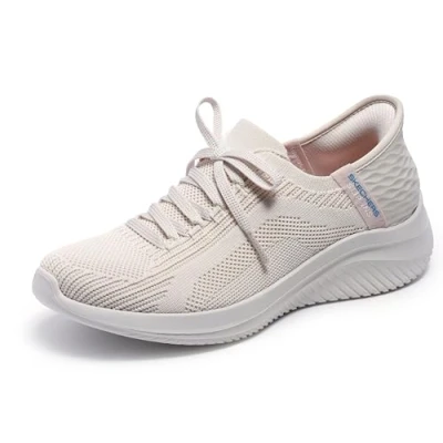 Image de Skechers Baskets Ultra Flex 3.0 Brilliant Path pour femme, Bordure pervenche en tricot naturel, 38.5 EU