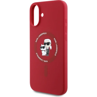 Afbeelding van Karl Lagerfeld Backcase hoesje geschikt voor iPhone 16 Plus Effen Rood Silicone