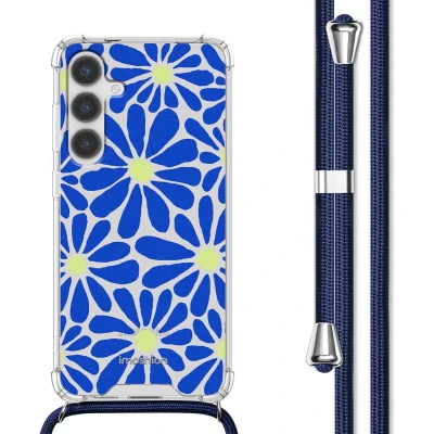 Afbeelding van imoshion Hoesje Geschikt voor Samsung Galaxy S24 met Koord Design Meerkleurig / Cobalt Blue Flowers Connect