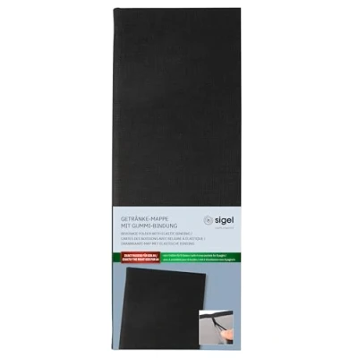 Afbeelding van Drankkaart map Sigel 1/2 A4 smal zwart voor 8 blad