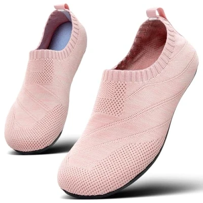 Afbeelding van Sosenfer Comfortabele pantoffels voor dames en heren, antislip, platte pantoffels, uniseks, Lichtroze