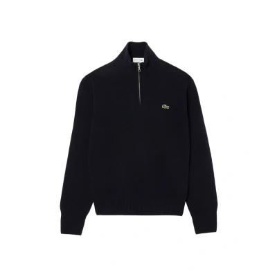 Afbeelding van Lacoste heren schipperstrui wol met korte rits navy blauw