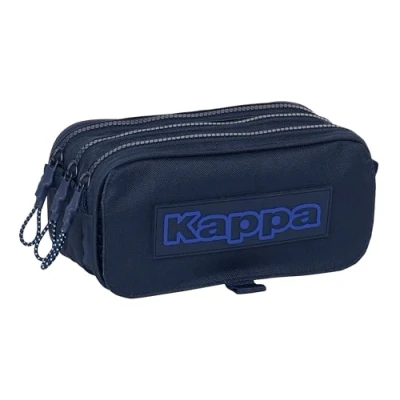 Afbeelding van Pennenetui met 3 vakken Kappa Blue night Marineblauw 21,5 x 10 8 cm