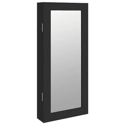Afbeelding van Sieradenkast met spiegel wandgemonteerd 30x8,5x67 cm zwart