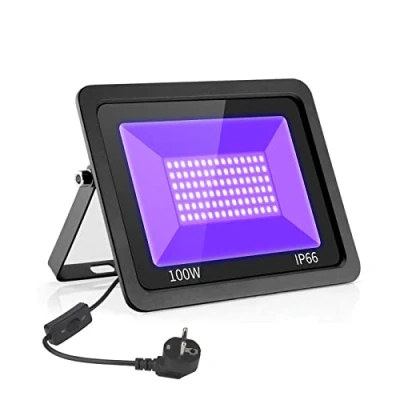 Afbeelding van UV blacklight LED schijnwerper, Eleganted 100 W waterdicht IP66 straler, ultraviolet lichteffect met AAN/UIT schakelaar voor feest, DJ, podium, lichaamskleur, Halloween verlichting