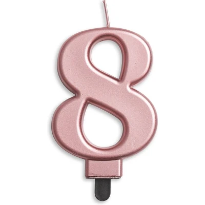 Afbeelding van Kaars 8 jaar Rose Goud Metallic 8cm
