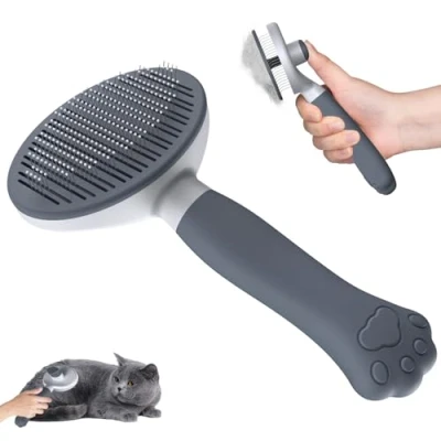 Afbeelding van Zivacate Hondenborstel met korte en lange haren, ergonomische handgreep, reiniging één klik, gepatenteerd design, voor kort lang haar