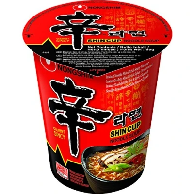 Image de Nongshim Nong Shim Spicy Shin Cup Noodle Soup 68 g (lot de 6)