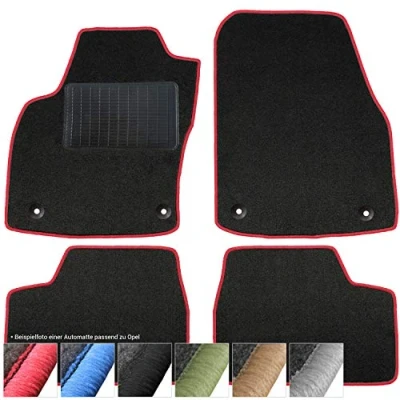 Afbeelding van moto MOLTICO Set van 4 zwarte velours automatten voor Opel Zafira C Tourer vanaf 2012 (rode stiksels)