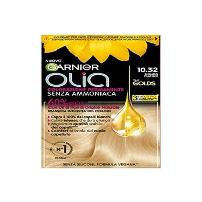 Afbeelding van Garnier Olia Haarverf, permanente haarkleur zonder ammoniak, dekt 100% van het witte haar, met bloemolie natuurlijke oorsprong, veganistische formule, platinablond