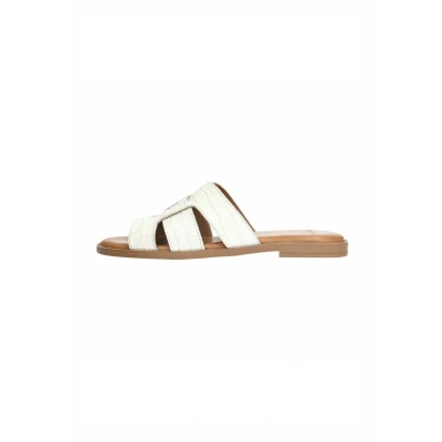 Afbeelding van Manfield MIT Krokomuster Muiltjes, Dames, Maat: 36, Offwhite Leer