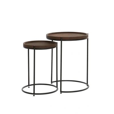 Afbeelding van Light &amp; Living Bijzettafel JAIRO Ø53x45.5cm Bruin Set van 2