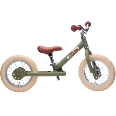 Afbeelding van Trybike steel loopfiets vintage groen mat bruin