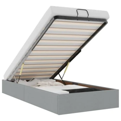 Afbeelding van Bedframe stof lichtgrijs 90x190 cm