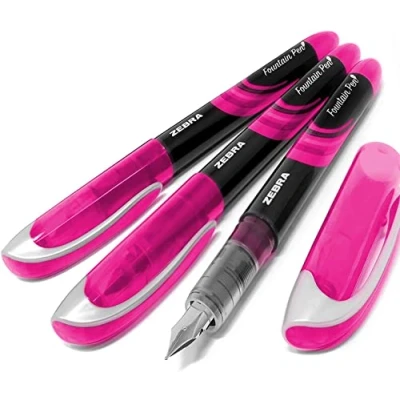 Afbeelding van Zebra Fuente Fountain wegwerp vulpen, roze inkt, 3 stuks