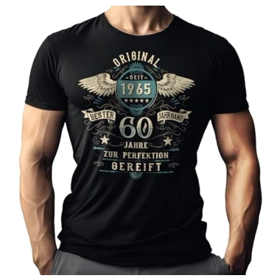 Afbeelding van 60e verjaardag T shirt: klassiek automodel 1964 60 jaar in perfecte staat, Vleugels