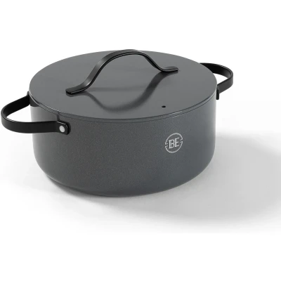 Afbeelding van BE Living Braadpan met Deksel Ø 28 cm PFAS vrije Kookpan inductie Geschikt voor alle warmtebronnen Grijs