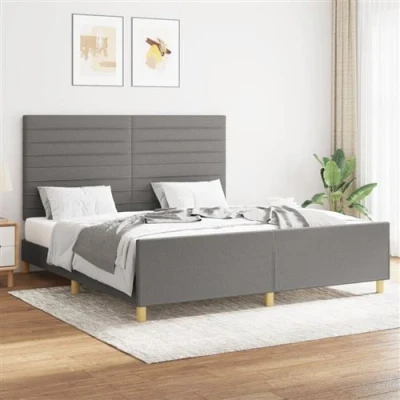 Afbeelding van vidaXL Bedframe met hoofdeinde stof donkergrijs 160x200 cm