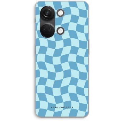 Afbeelding van Case Company® hoesje geschikt voor OnePlus Nord 3 Grid Blauw Soft Cover Telefoonhoesje Bescherming aan alle Kanten en Schermrand