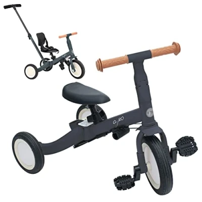 Afbeelding van Olmitos Gyro 5 in 1 driewieler voor kinderen van tot jaar Aanpasbaar en modulair met of zonder pedalen Grijs