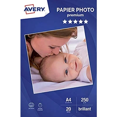 Afbeelding van AVERY 20 vellen fotopapier 250 g/m², glanzend, DIN A4, inkjetdruk,
