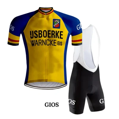 Afbeelding van Retro Wielertenue IJsboerke Warncke geel REDTED